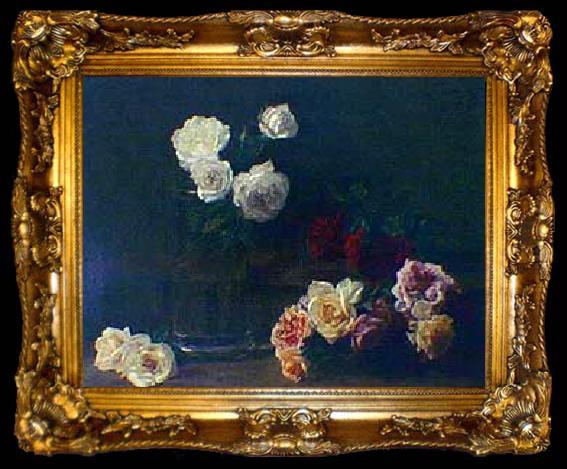framed  Henri Fantin-Latour Rosas blancas, ta009-2